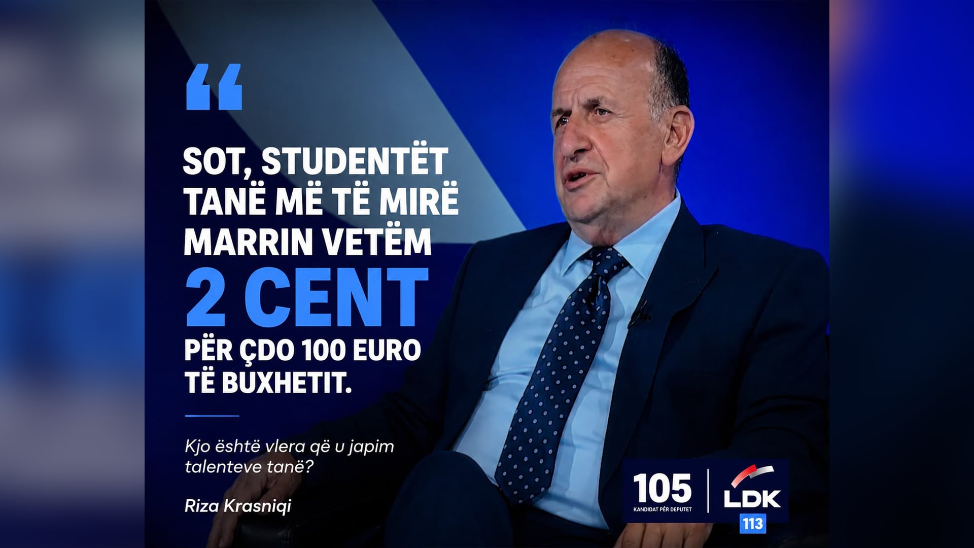 Riza Krasniqi propozon financim të plotë për studentët tonë në 100 universitetet më të mira të botës