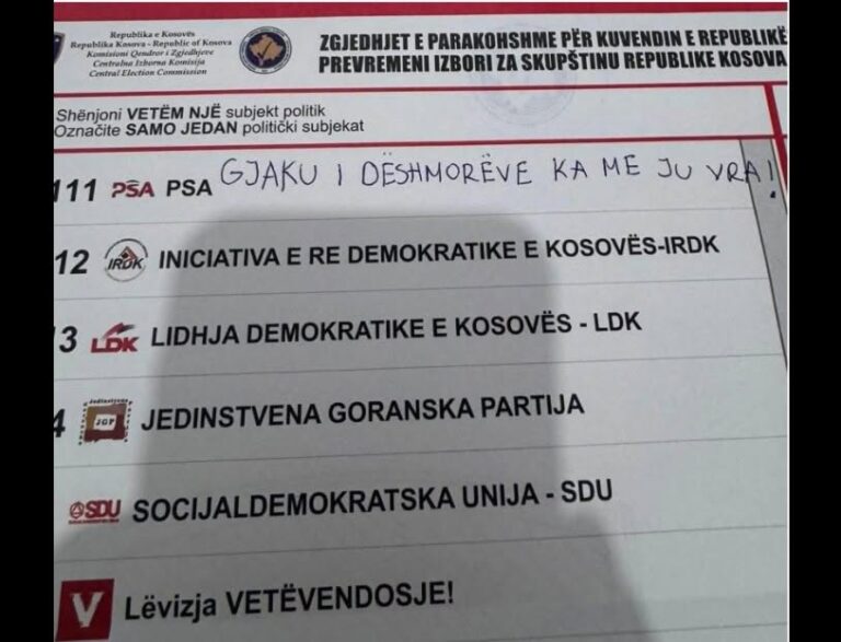  Gjaku i dëshmorëve ka me ju vra    qytetari bën të pavlefshëm fletëvotimin