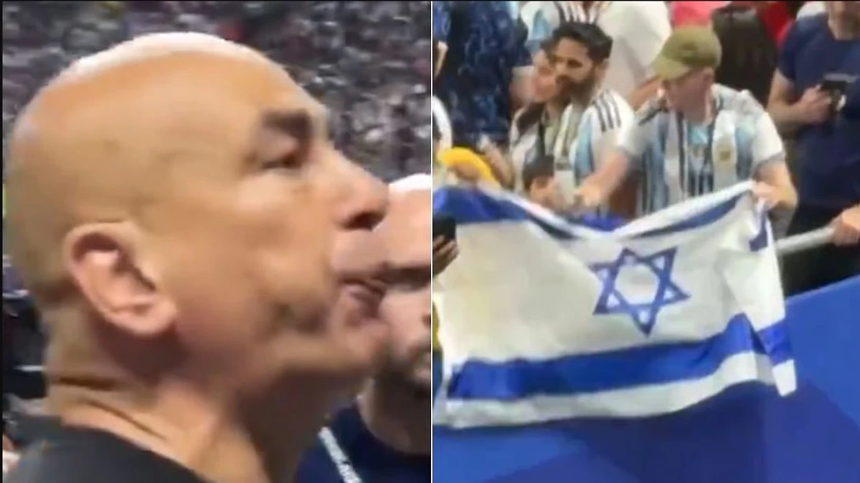 Tifozët argjentinas valëvisin flamurin izraelit para trajnerit të Egjiptit  Hossam Hassan pështyn drejt tyre